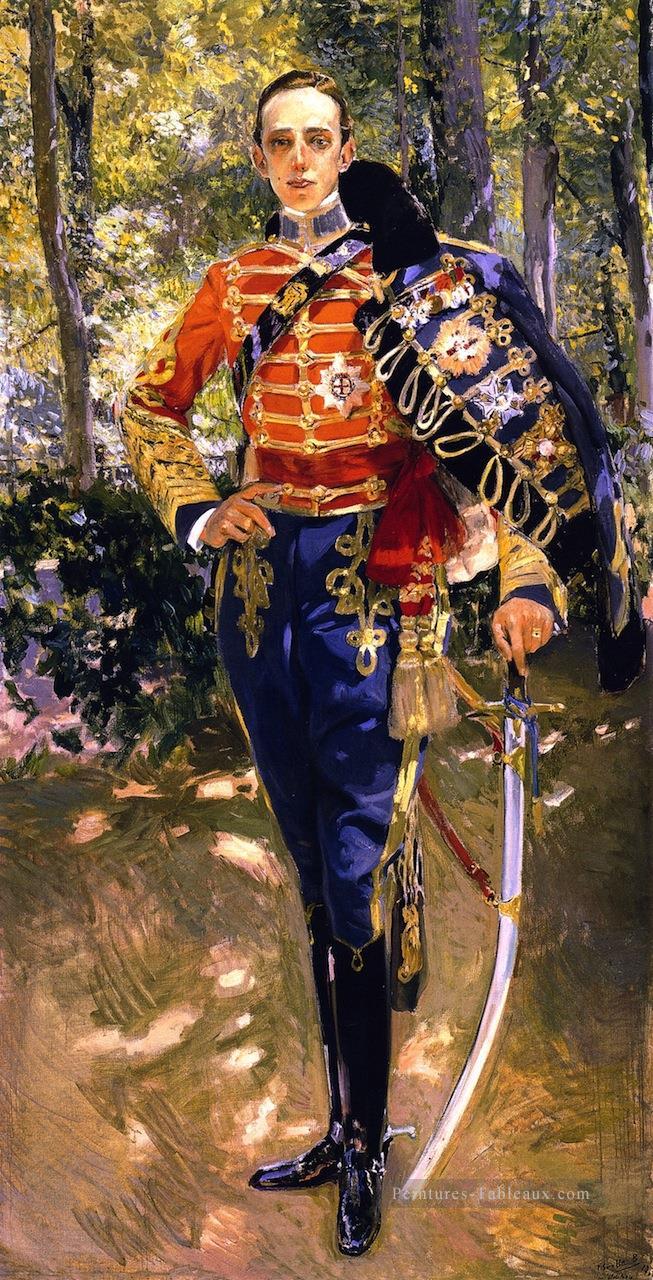 Retrato Del Rey Don Alfonso XIII avec un uniforme de Husares peintre Joaquin Sorolla Peintures à l'huile